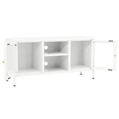 vidaXL TV stolek bílý 105 x 35 x 52 cm ocel a sklo