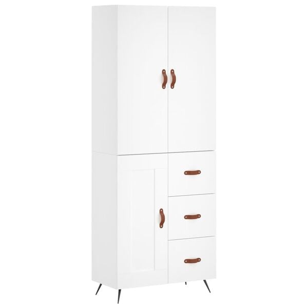 vidaXL Skř&iacute;ň highboard b&iacute;l&aacute; 69,5 x 34 x 180 cm kompozitn&iacute; dřevo