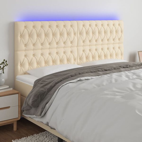 vidaXL Čelo postele s LED kr&eacute;mov&eacute; 180x7x118/128 cm textil