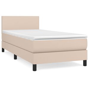 vidaXL Box spring postel s matrac&iacute; cappuccino 90x200 cm uměl&aacute; kůže