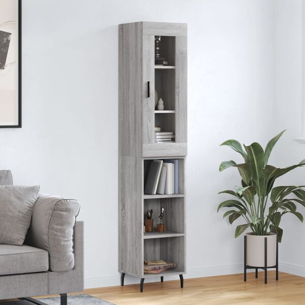 vidaXL Skř&iacute;ň highboard &scaron;ed&aacute; sonoma 34,5 x 34 x 180 cm kompozitn&iacute; dřevo