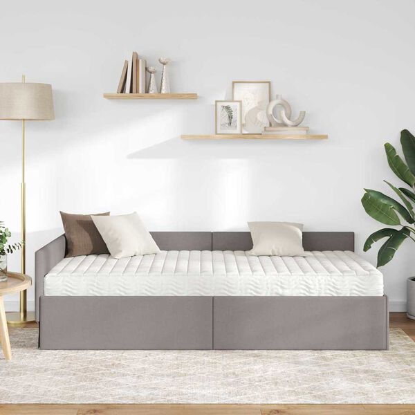 vidaXL Rohov&yacute; r&aacute;m postele s matrac&iacute; Jin&yacute; s čelo 2 pcs Taupe textil