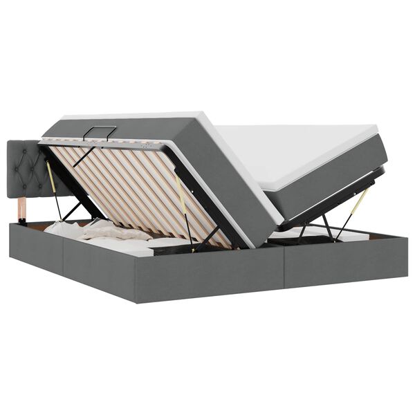 vidaXL Postel s &uacute;ložn&yacute;m prostorem Tmavě &scaron;ed&aacute; 180 x 200 cm Uměl&aacute; kůže