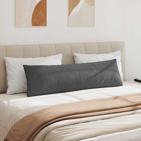 vidaXL Pohovkové polštáře 2 pcs Tmavě šedá 145 x 40 cm Žebrovaná látka