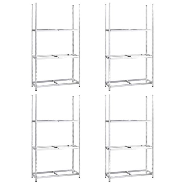 vidaXL 3patrov&eacute; reg&aacute;ly na pneumatiky 4 ks stř&iacute;brn&eacute; 110x40x200 cm ocel