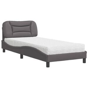 vidaXL Postel s matrac&iacute; Hvar &scaron;ed&aacute; 90 x 190 cm uměl&aacute; kůže