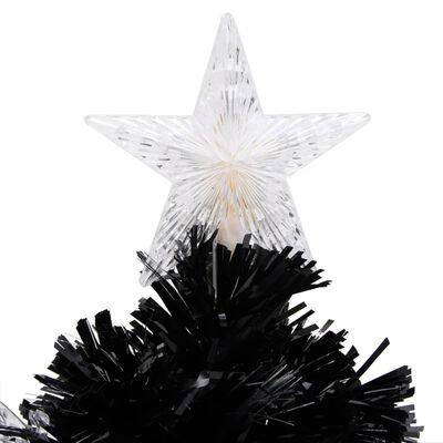 vidaXL Vánoční strom s LED vločkami černý 64 cm optické vlákno