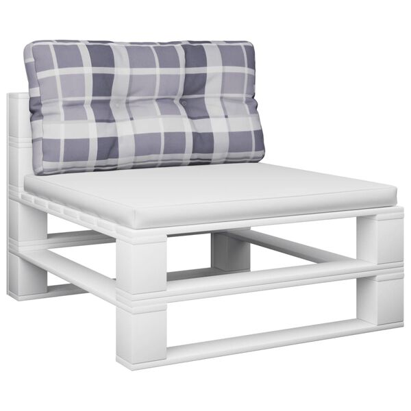 vidaXL Poduška na palety šedá károvaná 80 x 40 x 10 cm textil