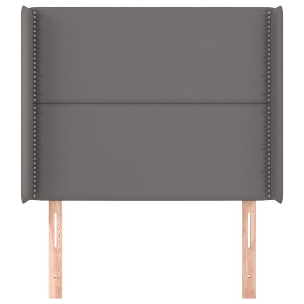 vidaXL Čelo postele typu u&scaron;&aacute;k &scaron;ed&eacute; 83x16x118/128 cm uměl&aacute; kůže