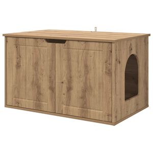 vidaXL Kočič&iacute; dům Uměleck&yacute; dub 85 x 55 x 50,5 cm Kompozitn&iacute; dřevo
