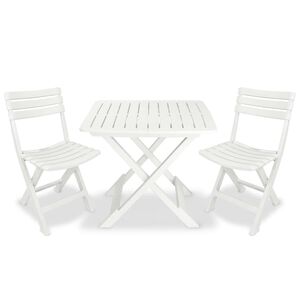 vidaXL 3d&iacute;ln&yacute; skl&aacute;dac&iacute; bistro set plastov&yacute; b&iacute;l&yacute;
