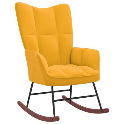 vidaXL Houpací křeslo se stoličkou hořčicově žluté samet