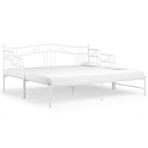 vidaXL R&aacute;m vysouvac&iacute; postele/pohovky b&iacute;l&yacute; kovov&yacute; 90 x 200 cm