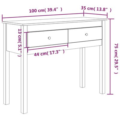 vidaXL Konzolový stolek bílý 100 x 35 x 75 cm masivní borové dřevo