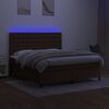vidaXL Box spring postel s matrac&iacute; a LED tmavě hněd&aacute; 160x200 cm textil