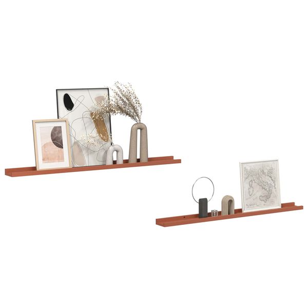 vidaXL N&aacute;stěnn&aacute; polička 2 pcs Červen&aacute; 100 x 9 x 3 cm kompozitn&iacute; dřevo