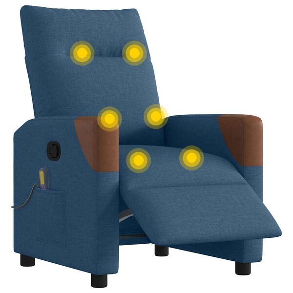vidaXL Elektrické masážní polohovací křeslo modré textil