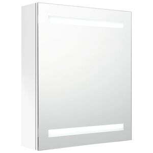 vidaXL LED koupelnov&aacute; skř&iacute;ňka se zrcadlem z&aacute;řivě b&iacute;l&aacute; 50 x 14 x 60 cm