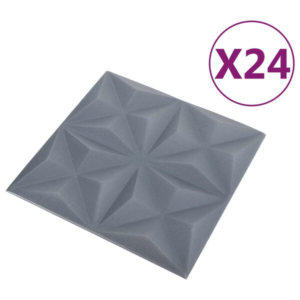 vidaXL N&aacute;stěnn&eacute; panely 24 pcs Origami &scaron;ed&aacute; 50 x 50 cm XPS pěna