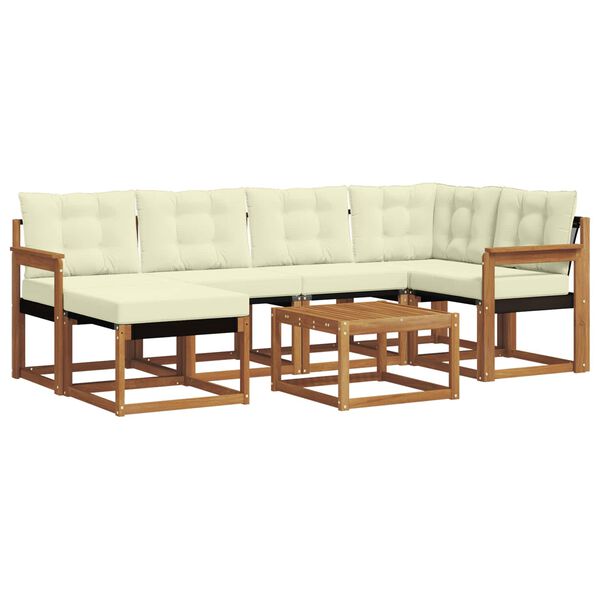 vidaXL Venkovn&iacute; pohovkov&aacute; souprava 7 pcs Přirozen&aacute; a Kr&eacute;mov&aacute;