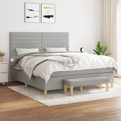 vidaXL Box spring postel s matrací světle šedá 180 x 200 cm textil