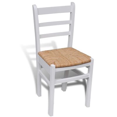 vidaXL Jídelní židle 6 ks bílé borové dřevo a rákos