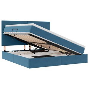 vidaXL Postel s &uacute;ložn&yacute;m prostorem a matrac&iacute; Tmavě modr&aacute; 160 x 200 cm