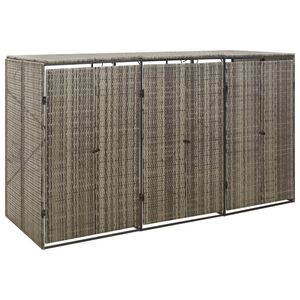 vidaXL Př&iacute;stře&scaron;ek na tři popelnice &scaron;ed&yacute; 207 x 80 x 117 cm polyratan