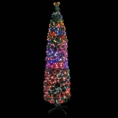 vidaXL Umělý úzký vánoční stromek se stojanem 150 cm optické vlákno