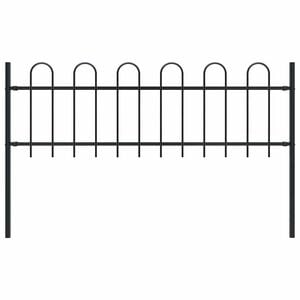 vidaXL Zahradn&iacute; plot BOXTEL s obruč&iacute; nahoře ocelov&yacute; 181 x 60 cm čern&yacute;