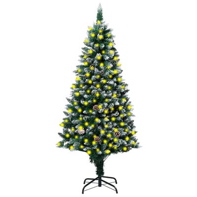 vidaXL Umělý vánoční stromek s LED a šiškami a bílým sněhem 240 cm