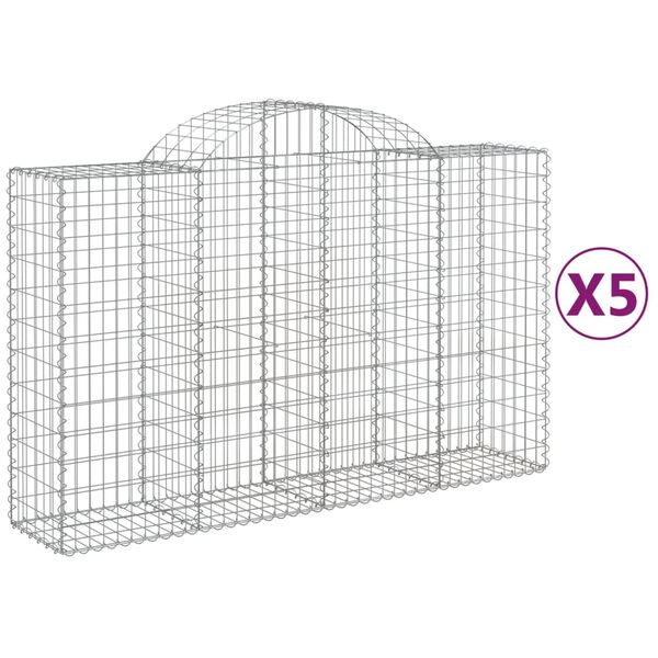 vidaXL Klenut&eacute; gabionov&eacute; ko&scaron;e 5 ks 200x50x120/140cm pozinkovan&eacute; železo