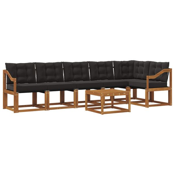 vidaXL Venkovn&iacute; pohovkov&aacute; souprava s pol&scaron;t&aacute;řem 7 pcs Přirozen&aacute; a čern&aacute;