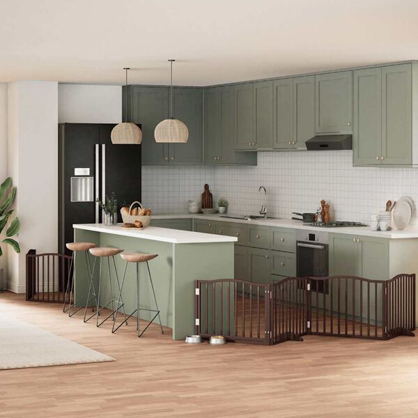 vidaXL Z&aacute;brana pro psy s dv&iacute;řky skl&aacute;dac&iacute; 6 panelů hněd&aacute; 480 cm topol