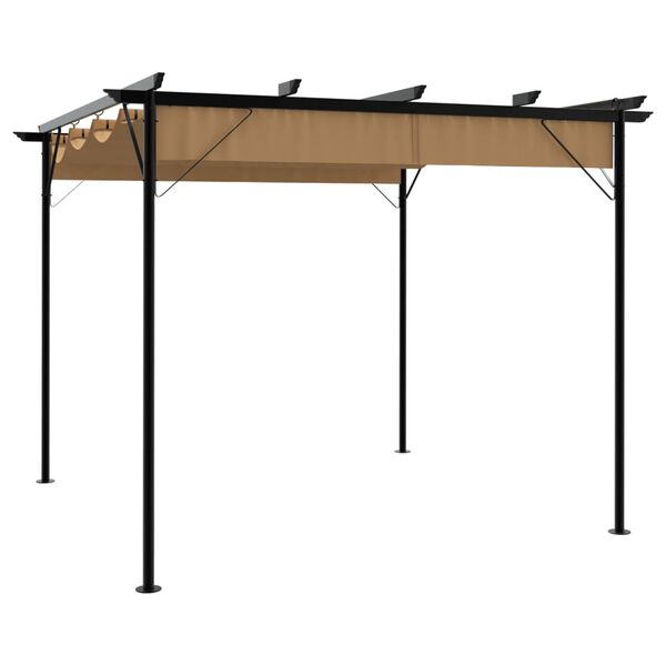 vidaXL Pergola se zatahovací střechou taupe 3 x 3 m ocel 180 g/m²