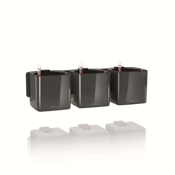 LECHUZA Květin&aacute;če 3 ks Green Wall Home Kit leskl&eacute; antracitov&eacute;