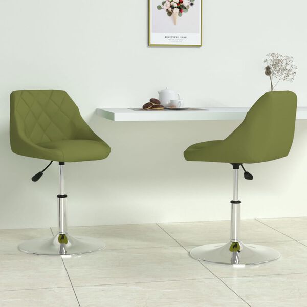 vidaXL Otočn&eacute; j&iacute;deln&iacute; židle 2 ks světle zelen&eacute; samet