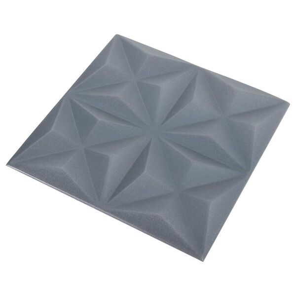 vidaXL N&aacute;stěnn&eacute; panely 24 pcs Origami &scaron;ed&aacute; 50 x 50 cm XPS pěna