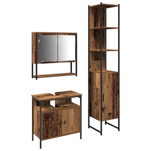 vidaXL Sada koupelnov&eacute;ho n&aacute;bytku 3 pcs Star&eacute; dřevo kompozitn&iacute; dřevo