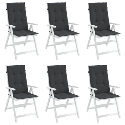 vidaXL Podušky na židli vysoké opěradlo 6 ks černé 120x50x3 cm textil
