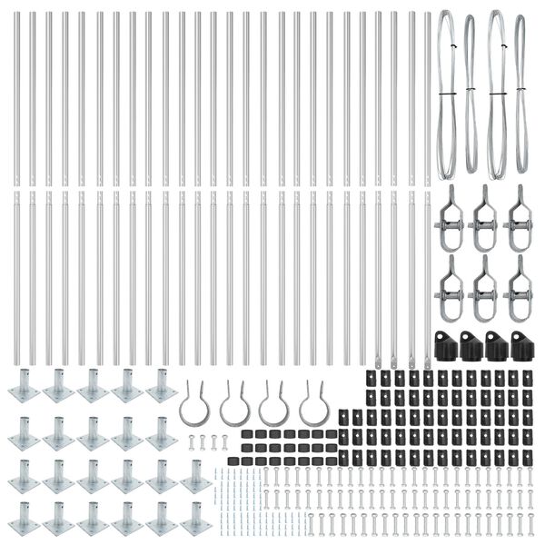 vidaXL Plotový sloupek. Jiný 26 pcs Šedá 3,2 x 3,2 x 68,5 cm Ocel