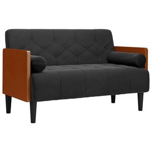 vidaXL Pohovka Loveseat s podhlavn&iacute;kem, čern&aacute;, 110 cm, samet