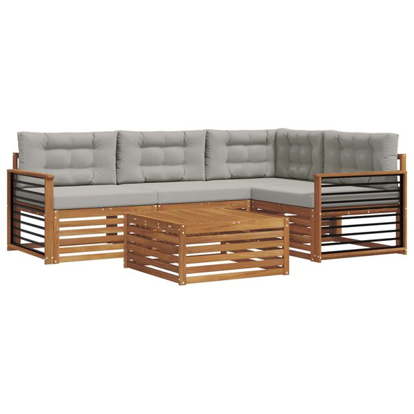 vidaXL Venkovn&iacute; pohovkov&aacute; souprava 5 pcs Př&iacute;rodn&iacute; a světle &scaron;ed&aacute;