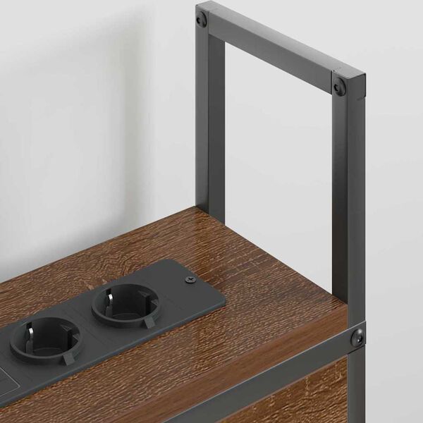 vidaXL &Uacute;ložn&aacute; hlavov&aacute; deska s nab&iacute;jec&iacute; stanic&iacute; s čelo Hněd&yacute; dub 150 cm