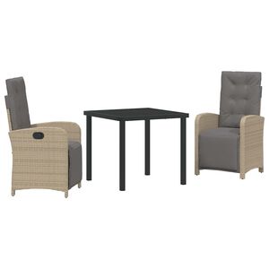 vidaXL Zahradn&iacute; j&iacute;deln&iacute; souprava s pol&scaron;t&aacute;řem 3 pcs B&eacute;žov&aacute; polyratan