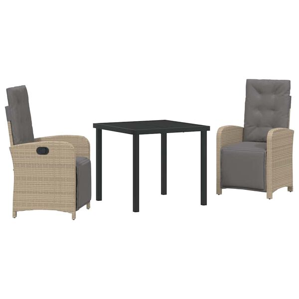 vidaXL Zahradn&iacute; j&iacute;deln&iacute; souprava s pol&scaron;t&aacute;řem 3 pcs B&eacute;žov&aacute; polyratan