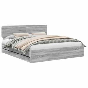 vidaXL R&aacute;m postele s čelo &Scaron;ed&aacute; Sonoma 200 x 200 cm Dřevěn&yacute; materi&aacute;l