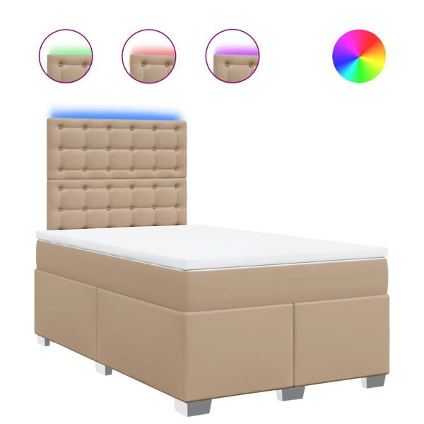 vidaXL Box spring postel s matrac&iacute; cappuccino 120x200 cm uměl&aacute; kůže