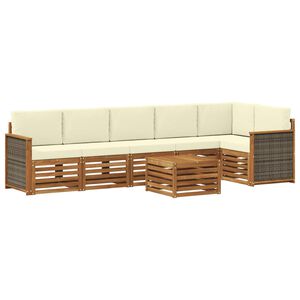 vidaXL Rohov&aacute; sofa sada s pol&scaron;t&aacute;řem 6 pcs Přirozen&aacute; a Kr&eacute;mov&aacute;