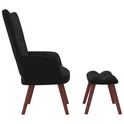 vidaXL Relaxační křeslo se stoličkou černé samet